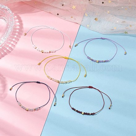 Натуральные круглые смешанные драгоценные камни бусины плетеные браслеты из бисера для женщин BJEW-JB11655-1