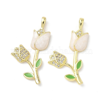 Латунь микропаве фианиты с подвесками из эмали KK-Z134-05G-01-1