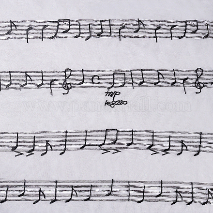 Сетчатая ткань из полиэстера с узором музыкальной ноты DIY-WH0449-28B-1