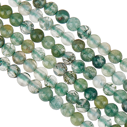 2 нити натуральных бусин из мохового агата G-OC0005-64-1