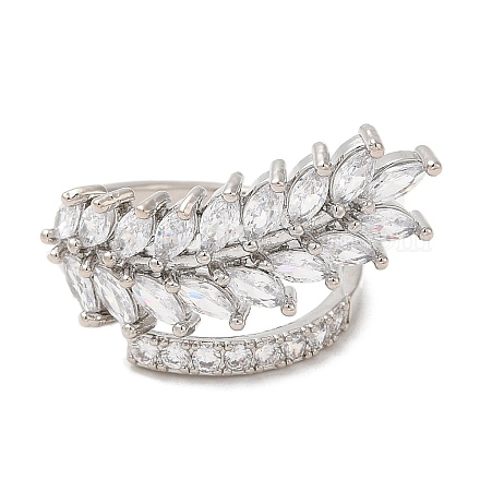 Открытое кольцо-манжета «Колос пшеницы» с кубическим цирконием RJEW-M151-01P-1