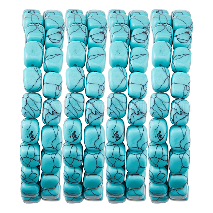 1 нить синтетических бирюзовых бусин G-FH0002-59B-1