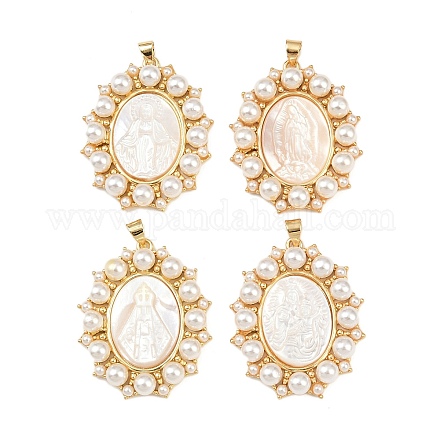 Овальные подвески из натуральной белой ракушки KK-F919-48G-1