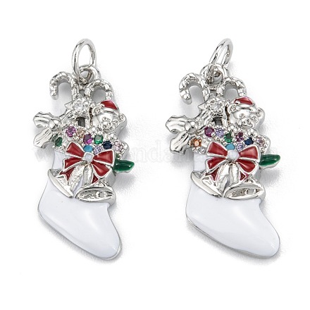Рождественские тематические латунные подвески с микропейвом и кубическим цирконием ZIRC-L101-02P-1
