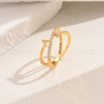 Классические латунные кольца с микропаве из прозрачных кубических цирконий QN8130-7-1