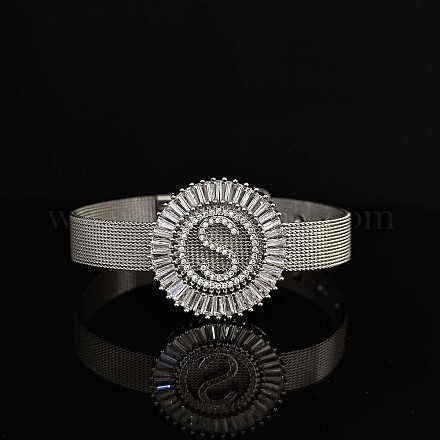 Латунные браслеты с микропаве из прозрачных кубических цирконий для женщин FS-WGA7409-23-1