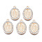 Alloy Pendants, with Rhinestone, Light Gold, Cadmium Free & Lead Free, Oval with Virgin Mary, Crystal, 22x14.5x2mm, Hole: 1.6mm