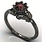 Alloy and Rhinestone Finger Rings for Women, Flower, Gunmetal, US Size 6(16.5mm)