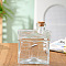 Refillable Glass Empty Bottles, with Wooden Cork, Clear, Cube, 9.4x12.5cm