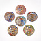 Handmade Gold Sand Lampwork Pendants, Inside Millefiori Glass, Flat Round, Mixed Color, 45x11mm, Hole: 7mm, Box Size: 20x19.5x1.3cm, about 12pcs/box