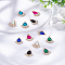 12Pcs 6 Colors Glass Rhinestone Pendants, with Light Gold Plated Zinc Alloy Findings, Teardrop Charms, Faceted, Mixed Color, 20x16x5mm, Hole: 1.5mm, 2pcs/color