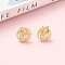 Round Brass Micro Pave Clear Cubic Zirconia Stud Earrings, Rack Plating, Cadmium Free & Lead Free, Golden, 9.5mm
