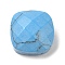 Glass Cabochons, Imitation Gemstone, Faceted Square, Light Blue, 9~9.5x9~9.5x5.5mm