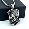 Greek 304 Stainless Steel Unicorn Shield Pendant Men's Necklaces, Stainless Steel Color