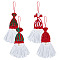 4Pcs Christmas Handmade Woven Macrame Cotton Thread Santa Claus Pendant Decorations, with Wood Beads, for Home Decorations, Mixed Color, 260mm