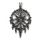 Halloween 316 Surgical Stainless Steel Pendants, Flat Round with Heart, Antique Silver, 45x28x3~6mm, Hole: 6x4.5mm