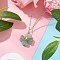 Natural Green Aventurine Clover Pendant Necklaces, 304 Stainless Steel Cable Chain Necklaces for Women, Golden, 17.52 inch(44.5cm)