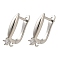 Rack Plating Brass Micro Pave Cubic Zirconia Hoop Earring Findings, Long-Lasting Plated, Lead Free & Cadmium Free, Platinum, 18x10.5x4mm, Hole: 1.4mm, Pin: 0.8x11mm