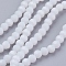 Faceted(32 Facets) Glass Beads Strands, Round, White, 4mm, Hole: 1mm, about 87~93pcs/strand, 32~33cm
