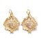 Brass Micro Pave Clear Cubic Zirconia Pendants, Sacred Heart, Long-Lasting Plated, with Jump Rings, Real 18K Gold Plated, 22x17x4mm, Hole: 3mm