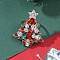Christmas Tree Alloy Coloful Rhinestone Adjustable Rings, Light Gold, Inner Diameter: 15~19mm