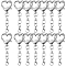 20Pcs Alloy Swivel Clasps, Heart, with Lobster Claw Clasps, Platinum, 60mm