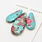 Assembled Synthetic Dyed Gemstone and Imperial Jasper Pendant Sets, teardrop, Cyan, 35~50x15~20x6~7mm, Hole: 1.5mm