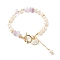 Natural Lavender Amethyst Chip Beaded Bracelet, Natural Pearl Bracelets for Women, with Shell Shape Charms, Golden, 7-5/8 inch(19.5cm)