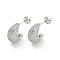 Teardrop Brass Pave Clear Cubic Zirconia Stud Earrings, Platinum, 18.5x11.5mm