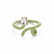 Spray Painted Alloy Cuff Rings, Open Rings, with Crystal Rhinestone, Cadmium Free & Lead Free, Crown, Light Green, US Size 6 3/4(17.1mm)