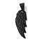 304 Stainless Steel Pendants, Wing Charm, Black, 30x11.5x2.5mm, Hole: 8x5mm