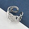 304 Stainless Steel Open Cuff Rings for Women, Bowknot, Stainless Steel Color, 10mm, Adjustable