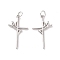 Rack Plating Brass Pendants, with Jump Ring, Cadmium Free & Lead Free, Long-Lasting Plated, Faith Cross, Platinum, 27x17x1.5mm, Jump Ring: 5x1mm, Inner Diameter: 3mm
