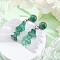 Natural Green Aventurine Dangle Stud Earrings, with 304 Stainless Steel Stud Earring Findings for Women, Flat Round with Chip, 36~37x8~10mm