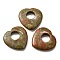 Natural Unakite Pendants, Heart, 39.5~41.5x40~41.5x7.5~8.5mm, Hole: 12~14.5mm