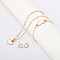 Heart Alloy Enamel Link Bracelets & Stud Earrings & Pendant Necklaces for Women, White, 420mm