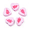 Spray Painted Maple Wood Beads, Printed, Heart, Pink, 16.5x17.5x6mm, Hole: 1.8mm, about 575pcs/500g