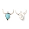 Retro Alloy Pendants, with Synthetic Turquoise, Ox Horn Charms, Antique Silver, 26x25.5x5mm, Hole: 2mm
