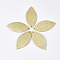 Eco-Friendly Cowhide Leather Big Pendants, Leaf, Gold, 44x21x1mm, Hole: 1.5mm