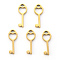 PVD Vacuum Plating 304 Stainless Steel Charms, Laser Cut, Key, Real 18K Gold Plated, 15x5.5x1mm, Hole: 1.4mm