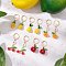 Glass Seed Beads Fruit Leverback Earrings, with Millefiori Glass Bead and 304 Stainless Steel Leverback Earring Findings, Golden, Mixed Color, 28~40x9~15mm, 5pairs/set