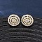 Brass Micro Pave Clear Cubic Zirconia Flat Round Stud Earrings, Long-Lasting Plated, Rack Plating, Lead Free & Cadmium Free, Real 18K Gold Plated, 11.5mm