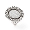 Vintage Adjustable Iron Flower Finger Ring Components Alloy Cabochon Bezel Settings, Cadmium Free & Lead Free, Antique Silver, Oval Tray: 13x18mm, 17mm