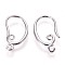 Brass Earring Hooks, with Horizontal Loop, Platinum, 19x10.5x1.5mm, Hole: 1.5mm, 18 Gauge, Pin: 1mm