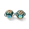 Handmade Resin Indonesia Round Beads, with Alloy Findings, Round, Teal, 20x20.5x15.5mm, Hole: 2mm