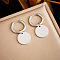 304 Stainless Steel Hoop Earrings, Stainless Steel Color, Flat Round, 32x15mm