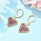 304 Stainless Steel Leverback Earrings for Women, with Heart Glass Woven Pendants, Golden, Old Rose, 34x15mm