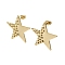 Ion Plating(IP) 201 Stainless Steel Stud Earrings, with 304 Stainless Steel Pins, Textured Star, Real 18K Gold Plated, 26.5x26.5mm