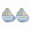 Food Grade Eco-Friendly Silicone Focal Beads, Boat, Light Sky Blue, 28x25x9mm, Hole: 2mm