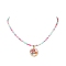 Flower Alloy Enamel Pendant Glass Seed Beaded Necklaces for Women, Golden, Hot Pink, 16.77 inch(42.6cm)